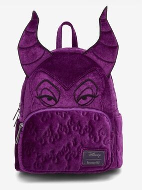 Loungefly Disney Sleeping Beauty Maleficent figural Velvet Mini Backpack New!